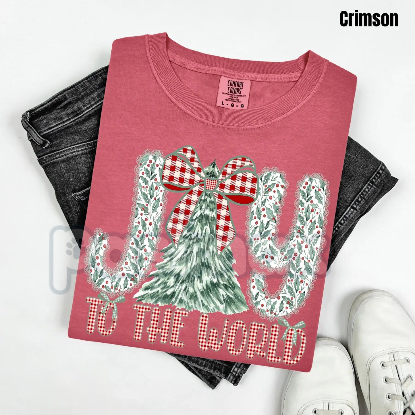 Holly Berry Joy Comfort Colors® T-Shirt – Vintage Christmas Holiday Tee, Festive Holly Graphic Shirt
