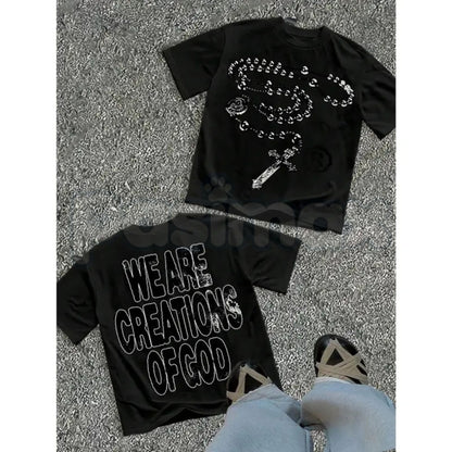 "We Are Creations Of God" Religious T-Shirt – Modern Streetwear Christian Graphic Tee, Premium 100% Cotton Faith-Based Top, Soft Lived-In Heavyweight Worship Style Shirt, Made in USA