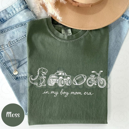 Comfort Colors® In My Boy Mom Era T-Shirt – Trendy Sports Mom Graphic Tee, Football & Monster Truck Mama Shirt, Cute Dinosaur Boy Mom Top