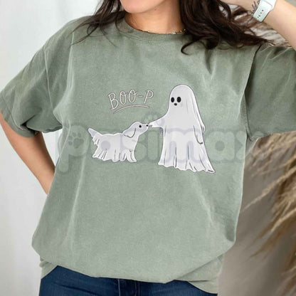 Boop the Most Adorable Spooky Snout This Halloween Season with the "Boo-p Ghost Dog" Comfort Colors T-Shirt