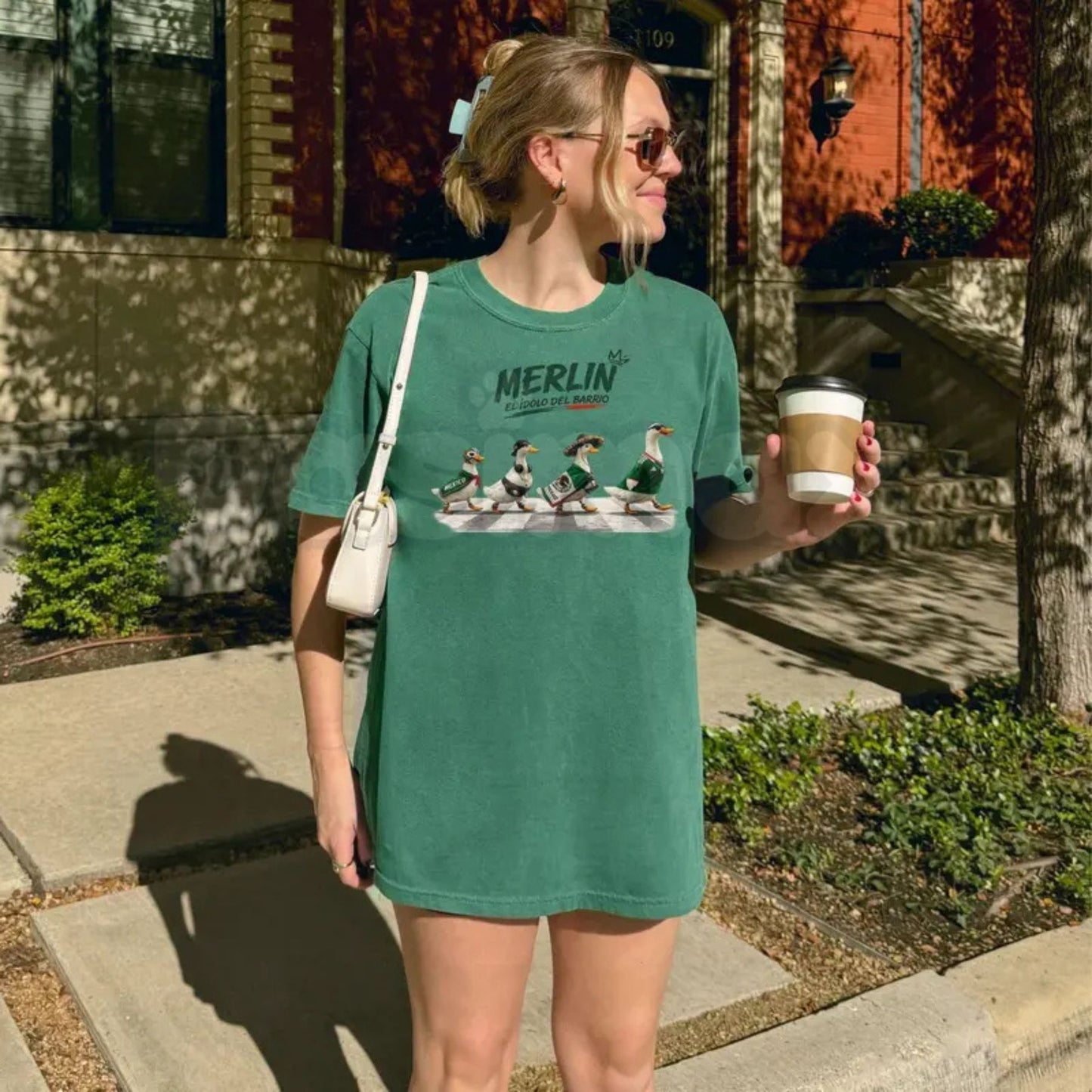 Comfort Colors® "Merlin" Mexico Duck T-Shirt – Funny Brush Stroke Duck Meme Graphic Tee, Retro Mexico Flag Football Fan Mascot, Aesthetic Viral Goose Top