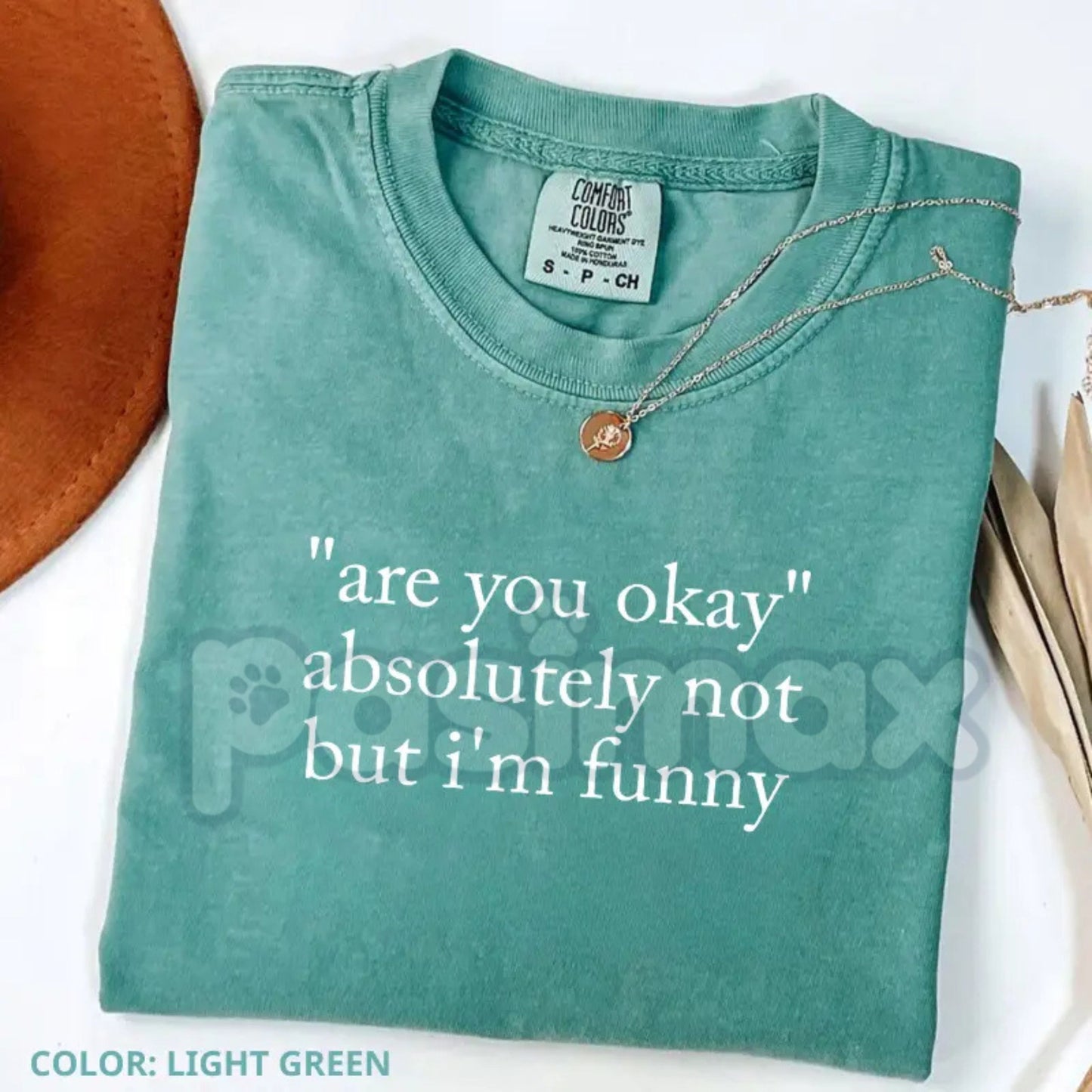 Comfort Colors® "Are You Okay Absolutely Not But I'm Funny" T-Shirt – Funny Sarcastic Quote Tee, Sassy Mental Health Humor Shirt, Trendy Aesthetic Graphic Top