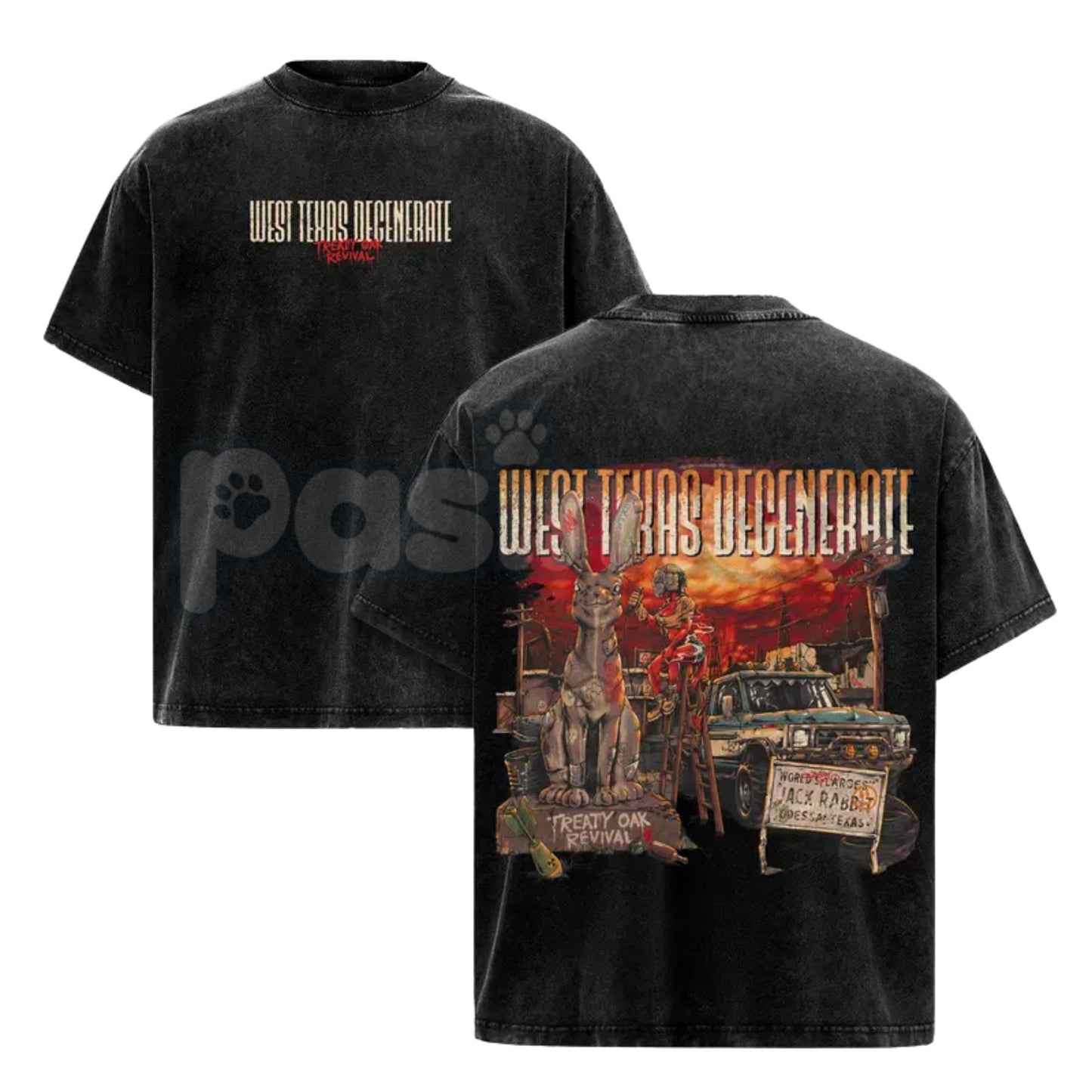 Treaty Oak Revival "West Texas Degenerate" Retro T-Shirt – Washed Heavy Cotton Band Tee