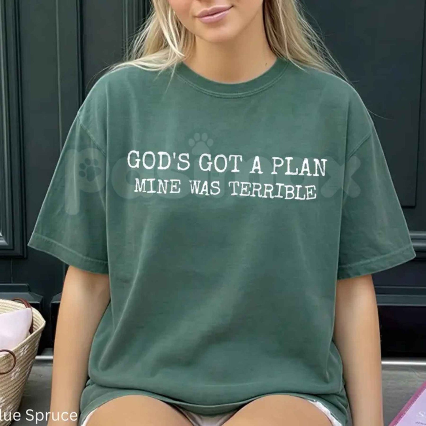 Comfort Colors® "God's Got A Plan, Mine Was Terrible" T-Shirt – Funny Christian Humor Graphic Tee, Retro Faith Unisex Top