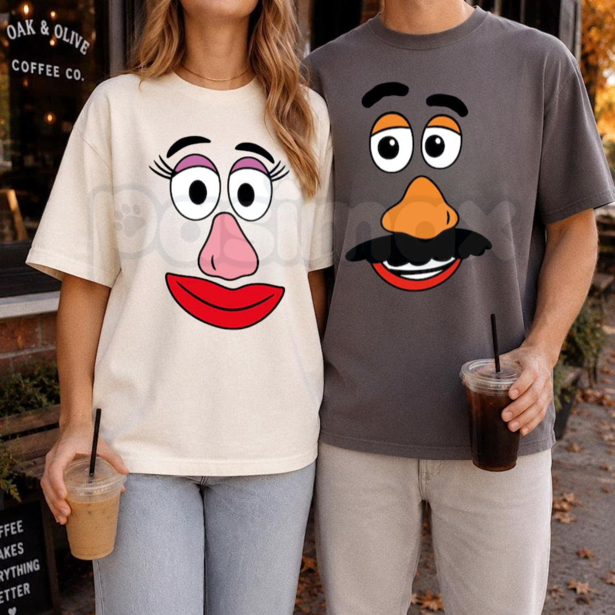 Comfort Colors® Mr & Mrs Potato Head Thanksgiving T-Shirt – Custom Halloween Couple Graphic Tee, Funny Fall Family Unisex Top & Gift