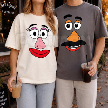 Comfort Colors® Mr & Mrs Potato Head Thanksgiving T-Shirt – Custom Halloween Couple Graphic Tee, Funny Fall Family Unisex Top & Gift