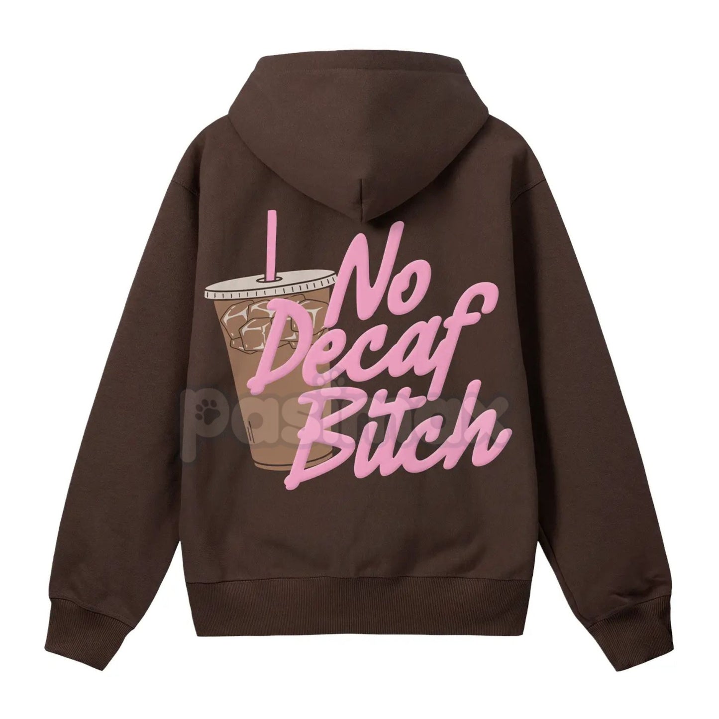 No Decaf Brown Zip-Up Hoodie – Coffee Lover Caffeine Statement, Unisex Pullover