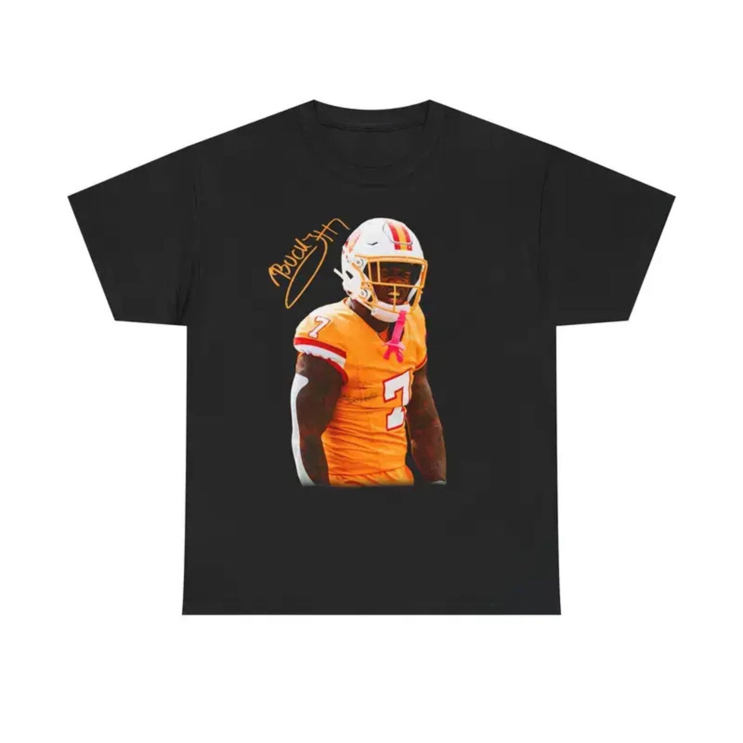 Bucky Irving Black Distressed Jersey T-Shirt - Vintage Sports Fan Apparel, Unisex Regular Fit Tee