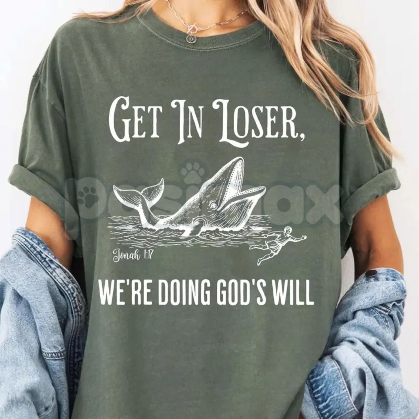 Comfort Colors® "Get In Loser We're Doing God's Will" T-Shirt – Funny Christian Graphic Tee, Sarcastic Faith-Based Shirt, Retro Aesthetic Religious Humor Top
