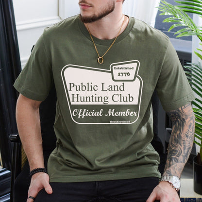 Public Land Hunting Club T-Shirt - Sage Color Tee, Hunter & Outdoorsman Apparel