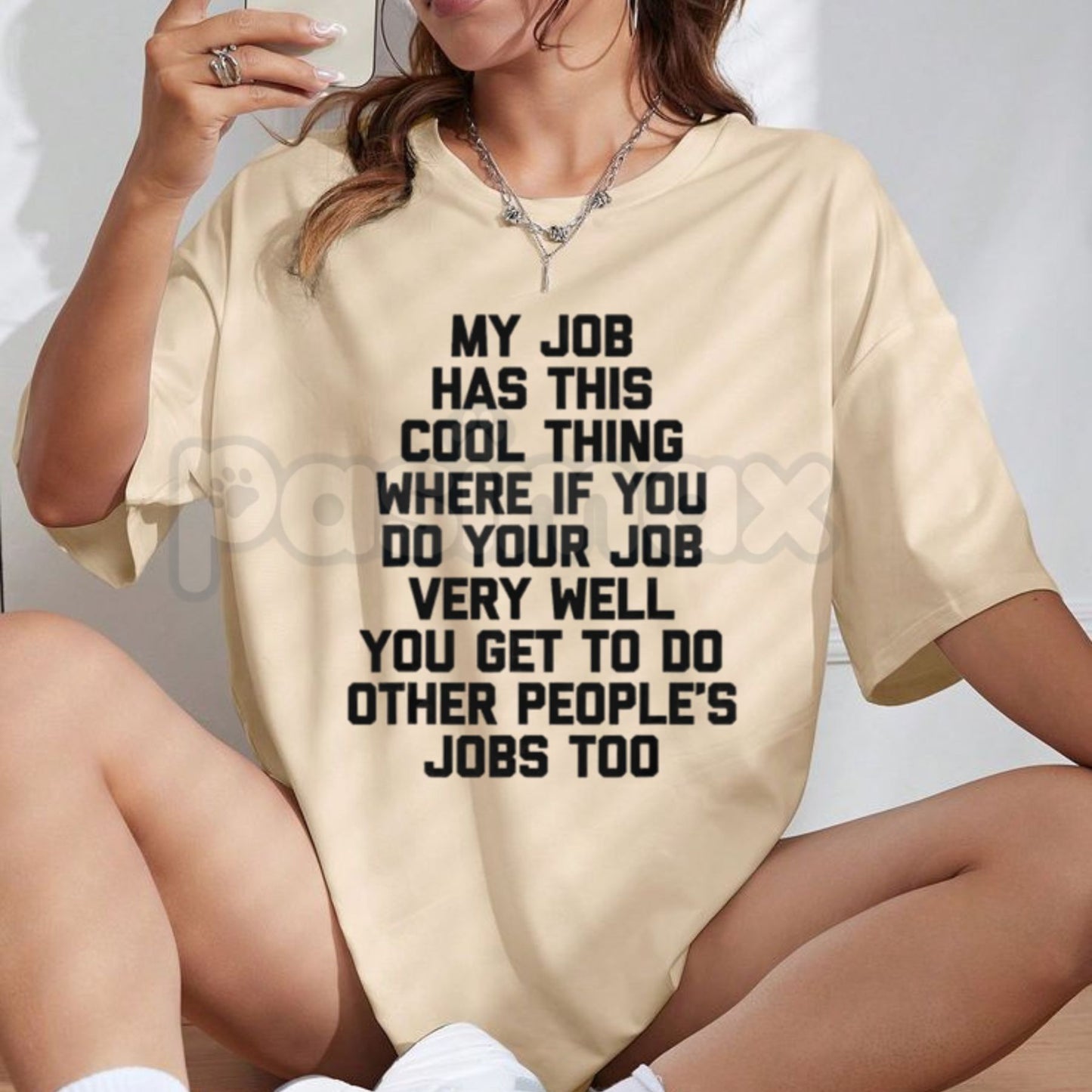 "My Job Has This Cool Thing" Funny Work T-Shirt - Sarcastic Office Humor Graphic Tee, Premium 100% Cotton Corporate Satire Top, Witty Employee Gift Idea, Casual Shortsleeve Workday Apparel, Soft Lived-In Relatable Career Shirt