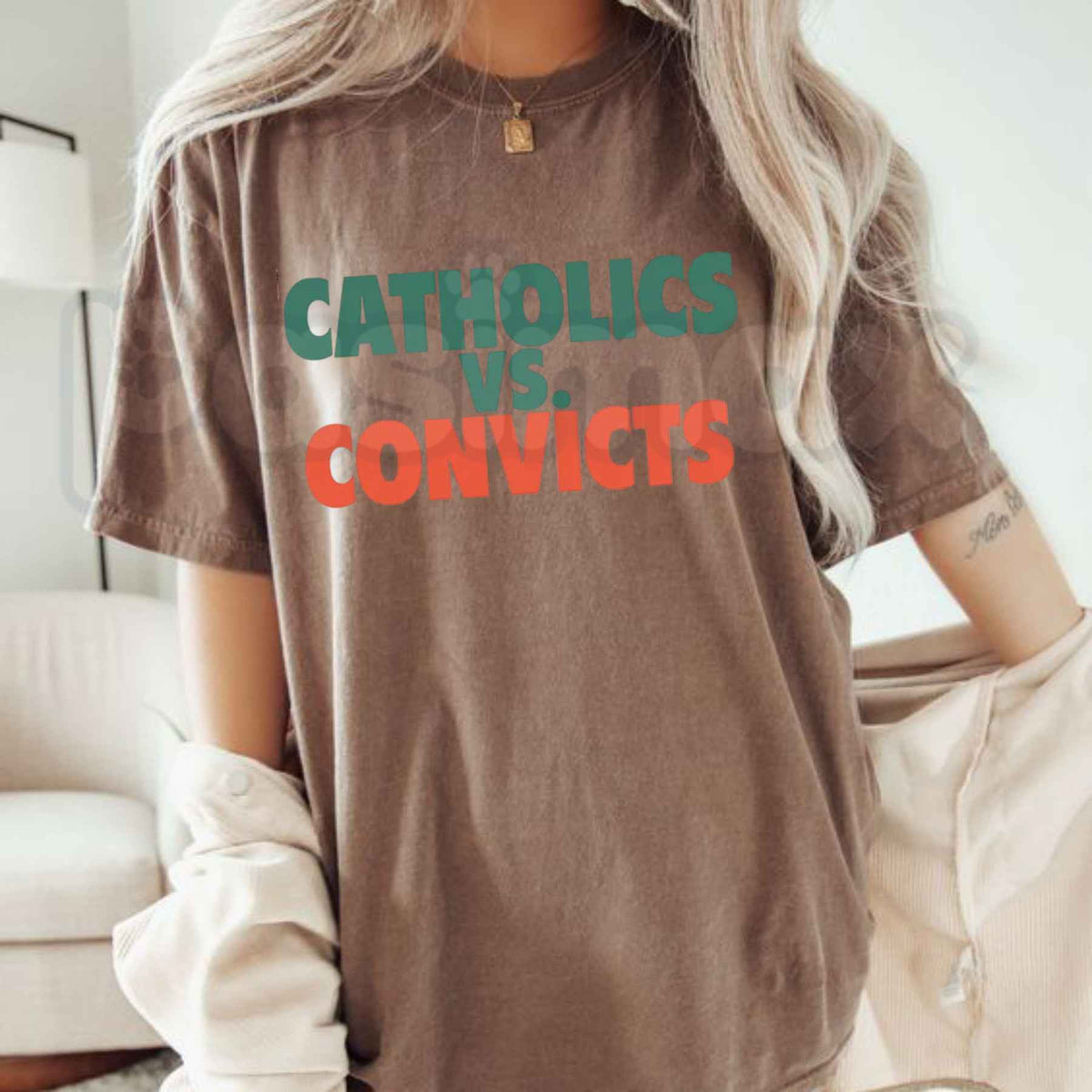 Comfort Colors® Catholics vs. Convicts 1988 Football Rivalry T-Shirt – Vintage Game Day Graphic Tee, College Sports History Unisex Top
