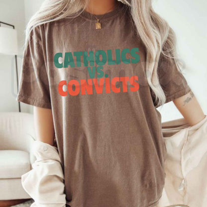 Comfort Colors® Catholics vs. Convicts 1988 Football Rivalry T-Shirt – Vintage Game Day Graphic Tee, College Sports History Unisex Top