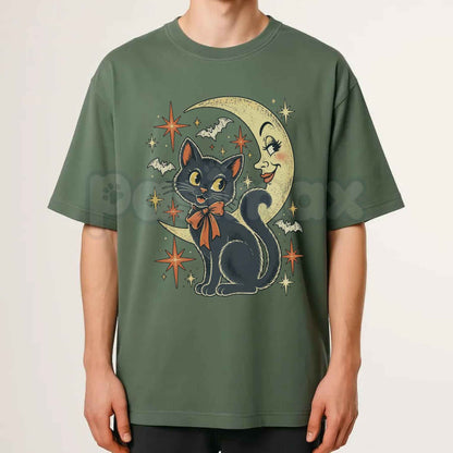 Comfort Colors® Black Cat Halloween T-Shirt – Y2K Vintage Graphic Tee, Witchy Moon Pumpkin Unisex Top & Goth Gift