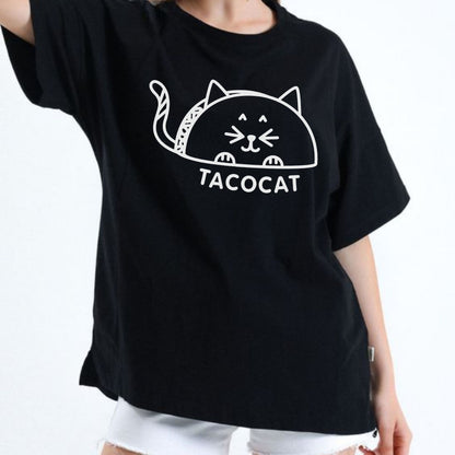 Funny Tacocat Tee - Cute Palindrome Cat Taco Shirt, Apparel for Food & Cat Lovers