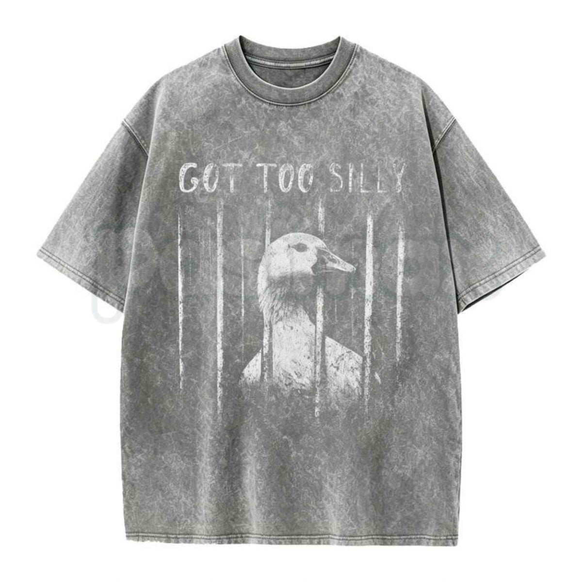 Funny Goose Meme Washed T-Shirt – Retro Chaotic Animal Graphic Tee, Vintage Acid Wash Lightweight Cotton Unisex Streetwear Top