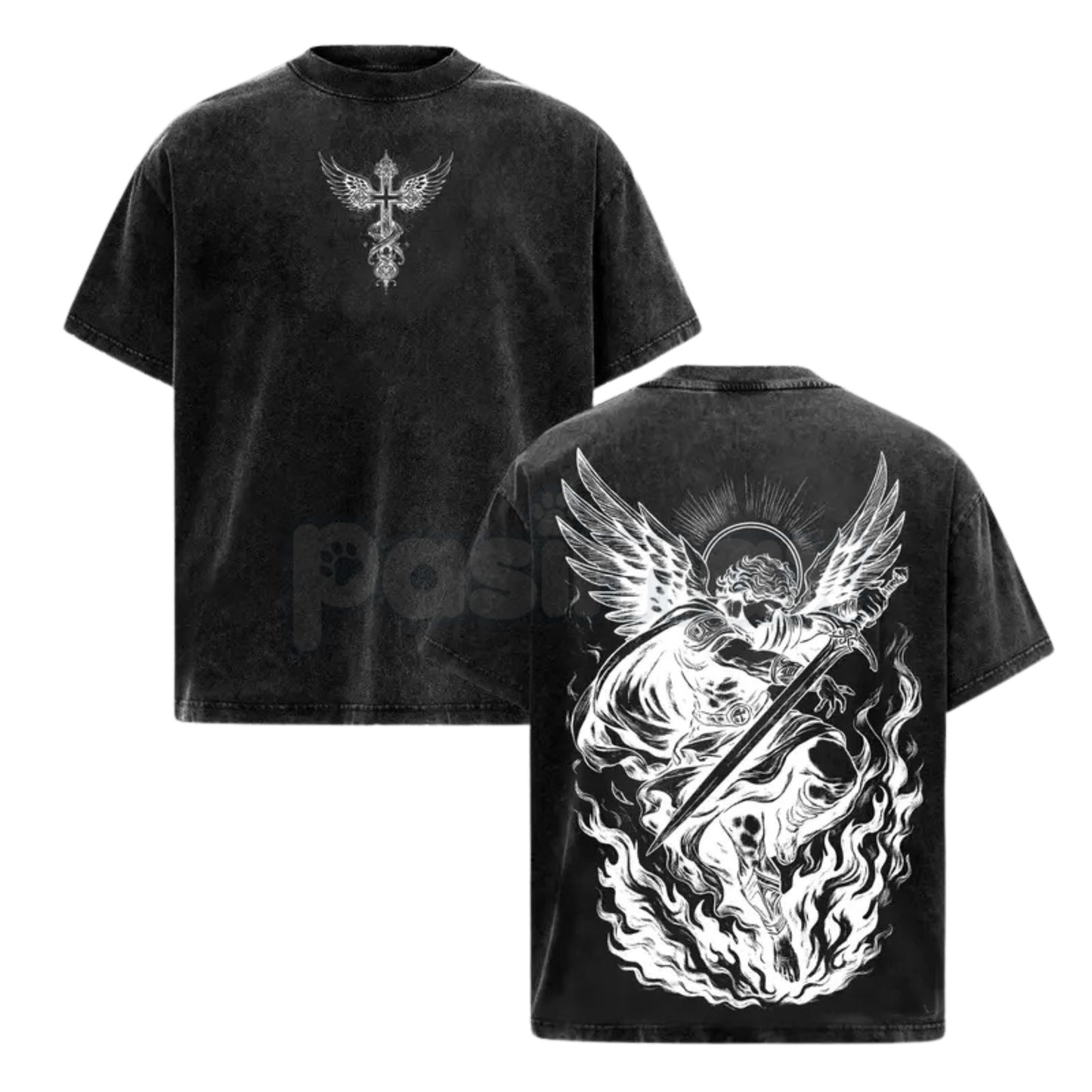 Archangel Michael Vintage Washed T-Shirt – Saint Michael Christian Streetwear Graphic Tee