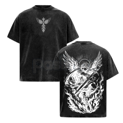 Archangel Michael Vintage Washed T-Shirt – Saint Michael Christian Streetwear Graphic Tee