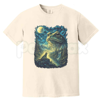 Comfort Colors® Frog Howling to the Moon T-Shirt – 90s Full Moon Animal Graphic Tee, Retro Cottagecore Nature Lover Unisex Top & Gift
