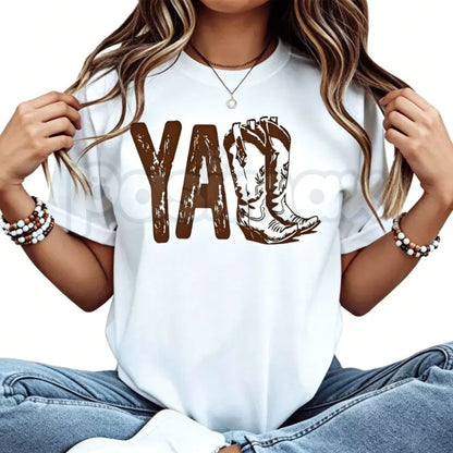 "Cowboy Boot Print" Western Graphic T-Shirt – Retro Country Music Rodeo Novelty Lifestyle Tee
