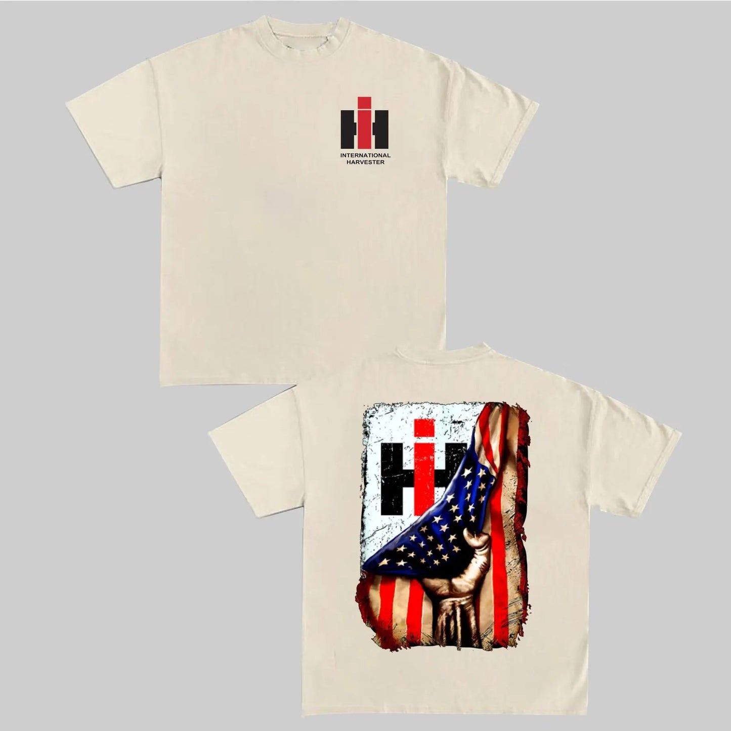Case IH US Flag T-Shirt - 2-Sided Graphic Tee for Farmers, International Harvester Apparel