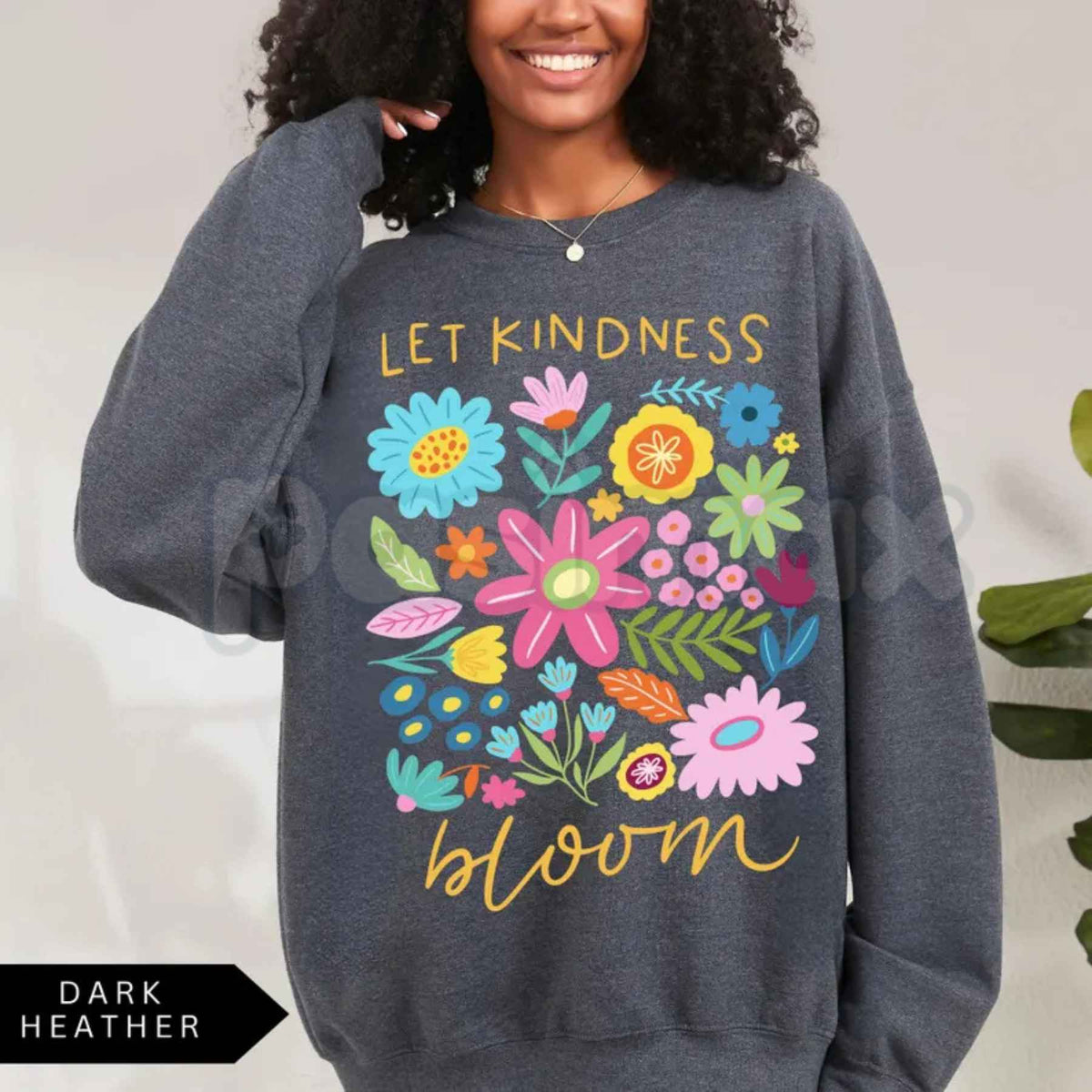 Let Kindness Bloom Sweatshirt | Mental Health Retro Floral Kindness Crewneck