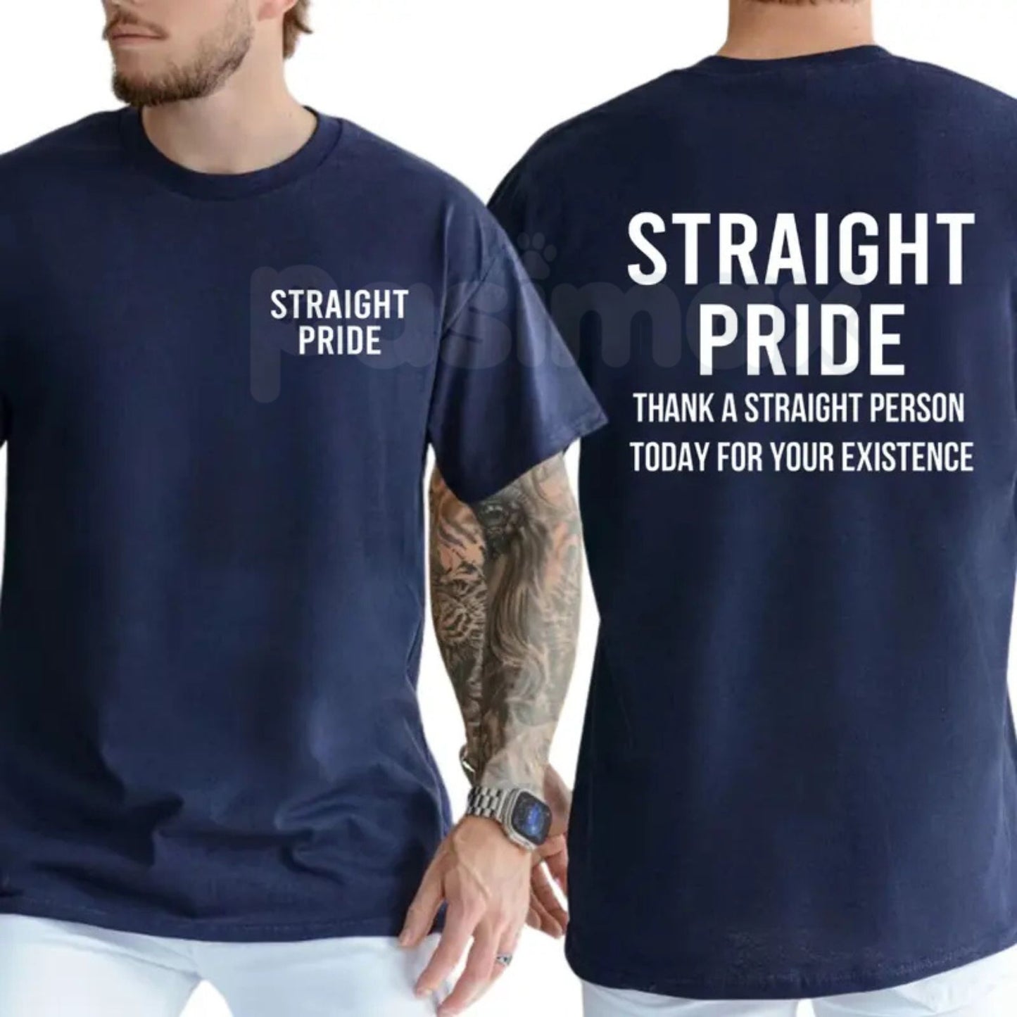 "Thank A Straight Person Today" Funny T-Shirt – Straight Pride Graphic Tee, Premium 100% Cotton Sarcastic Social Top, Soft Lived-In Heavyweight Conversation Starter Shirt, Made in USA