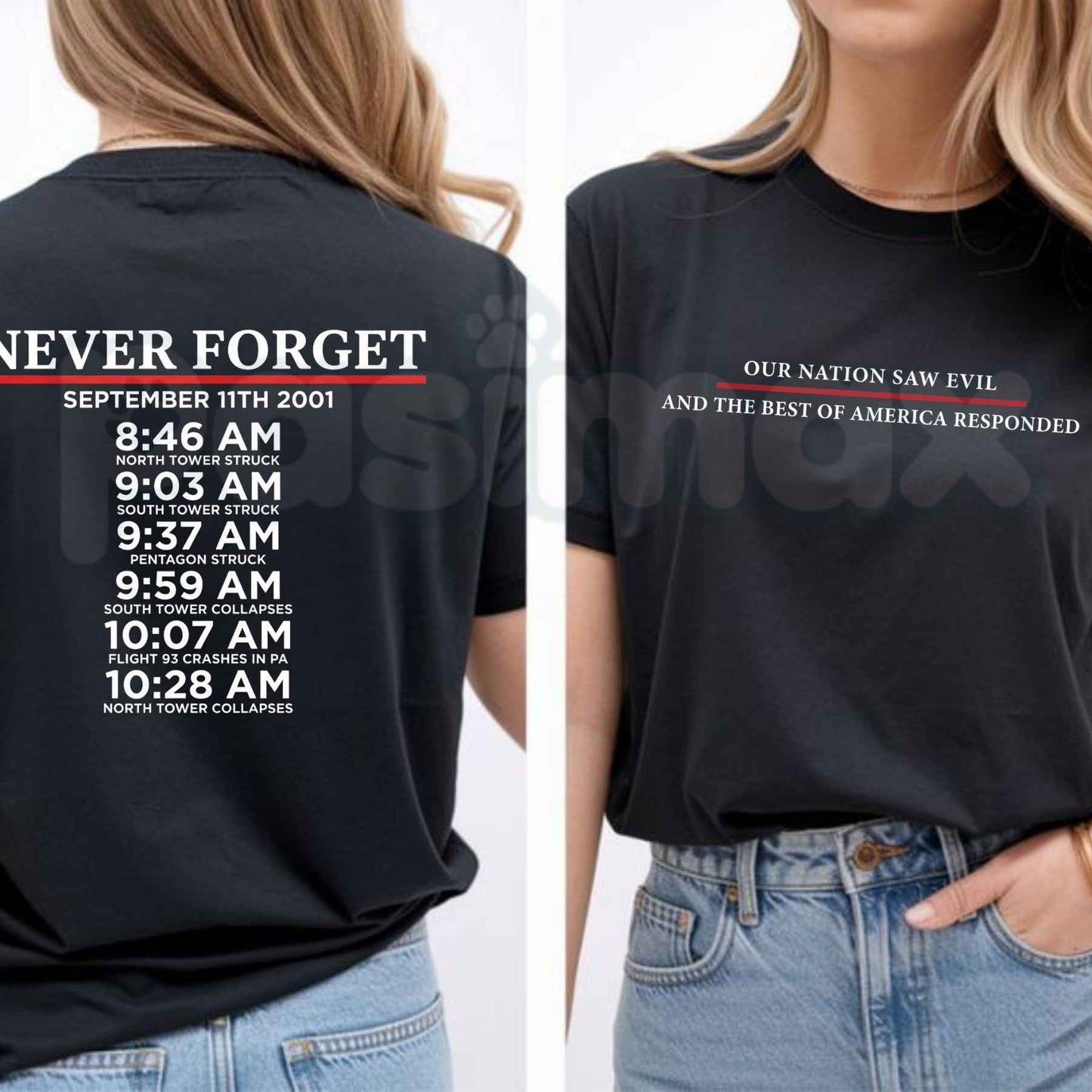 Never Forget September 11 Memorial Timeline T-Shirt – Patriotic Patriotic 9/11 Honor Unisex Cotton Tee