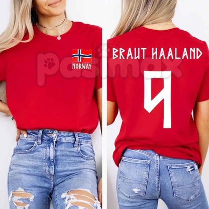 Retro Haaland 9 Norway Soccer Unisex Tee – Erling Haaland Shirt, Vintage Norway Flag Game Day Football Graphic Tee