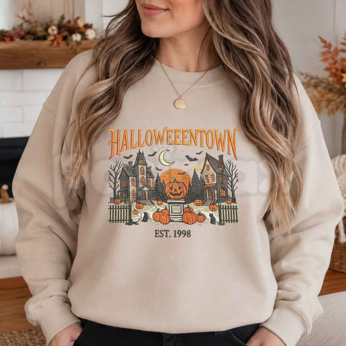 Vintage Halloweentown Est. 1998 Embroidered Sweatshirt – Retro Spooky Crewneck