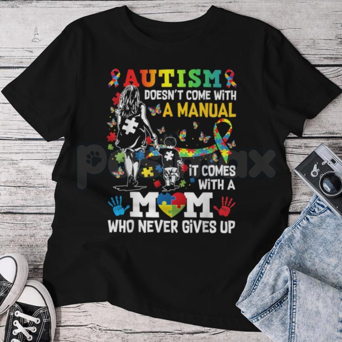 "Autism Mom: No Manual Included" T-Shirt – Inspirational Neurodiversity Awareness Graphic Tee, Premium 100% Cotton Autism Mama Top, Soft Lived-In Heavyweight Acceptance Month Shirt, Made in USA