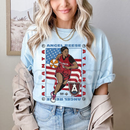 Angel Reese Atlanta Dream American Flag T-Shirt – Women's Basketball Graphic Tee