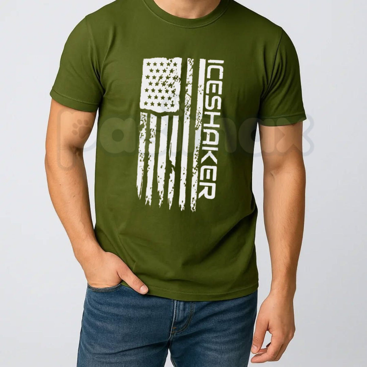 Ice Shaker Tattered Flag T-Shirt – Patriotic Distressed American Flag Fitness Tee