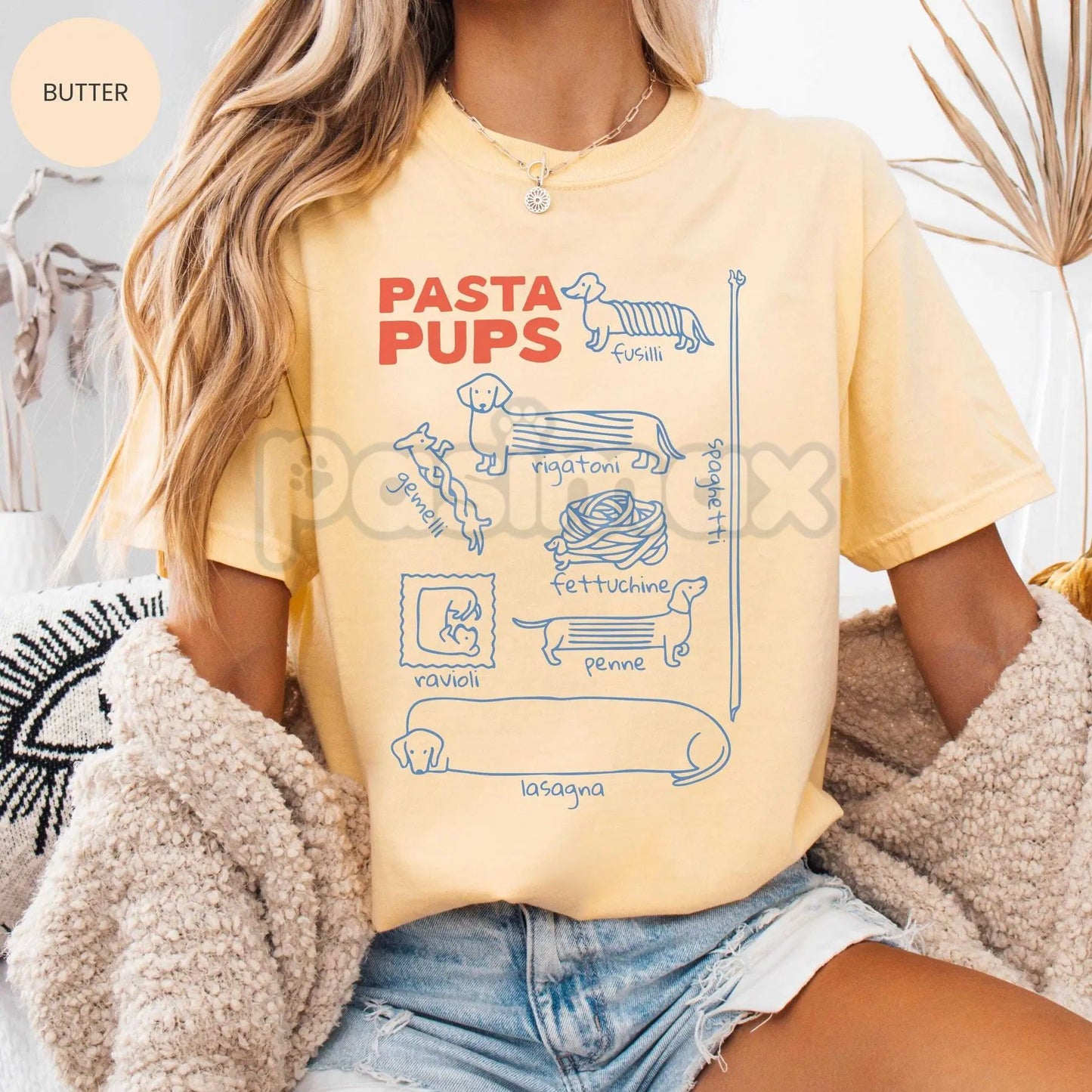 Comfort Colors® 'Italian Sausage' Dachshund Shirt – Funny Foodie Wiener Dog Tee, Retro Pasta Pups Graphic, Pet Owner Gift