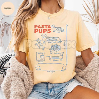 Comfort Colors® 'Italian Sausage' Dachshund Shirt – Funny Foodie Wiener Dog Tee, Retro Pasta Pups Graphic, Pet Owner Gift