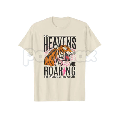 "The Heavens Are Roaring" Christian T-Shirt – Inspirational Bible Verse Graphic Tee, Premium 100% Cotton Worship Top, Soft Lived-In Heavyweight Believer Shirt, Made in USA