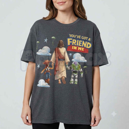 Comfort Colors® Retro Jesus You've Got A Friend In Me T-Shirt – Christian Faith Friendship Graphic Tee, Vintage Worship Unisex Top & Gift