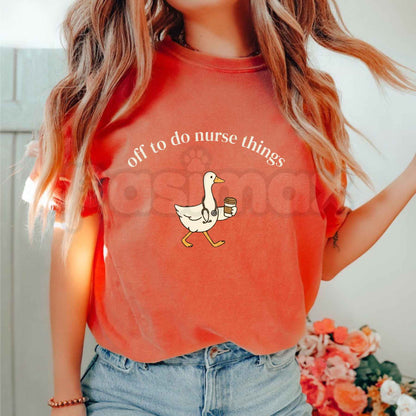 Comfort Colors® Off To Do Nurse Things T-Shirt – Funny Nursing Student & RN Graphic Tee, Retro Medical Unisex Top & Gift