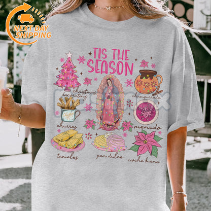 Mexican Pan Dulce Christmas T-Shirt - Spanish Xmas Tee, Concha Holiday Graphic, Festive Latinx Apparel