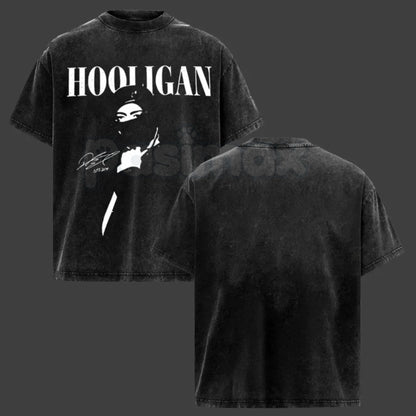 Hooligan Vintage Washed T-Shirt – Retro Distressed Graphic Tee, Lightweight Cotton Underground Streetwear Top