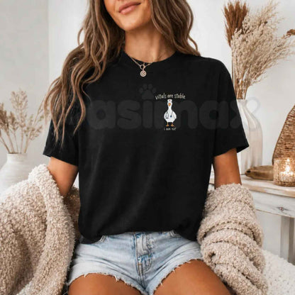 Comfort Colors® Vitals Are Stable I Am Not T-Shirt – Funny Goose Nurse Graphic Tee, Retro Silly Goose RN Unisex Top & Gift
