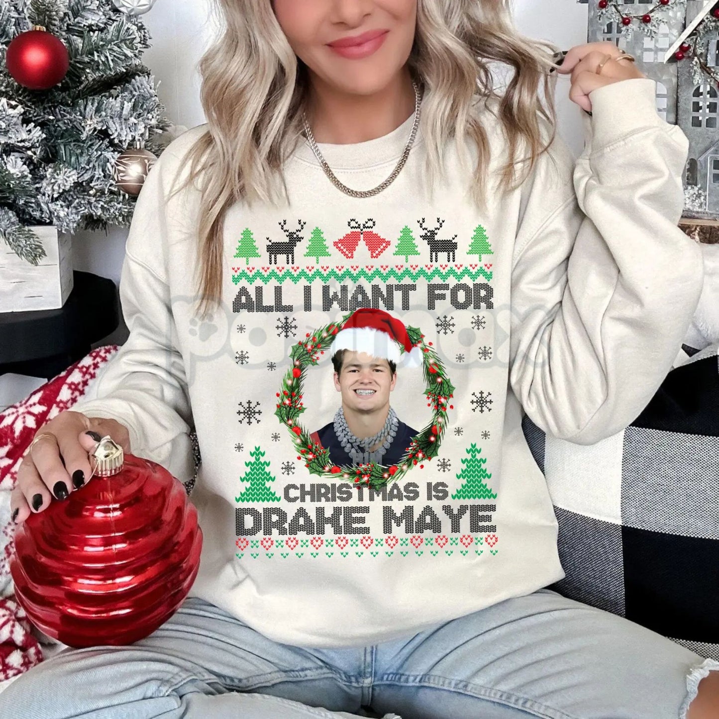 All I Want For Christmas Is D Maye Sweatshirt | Drake Maye Football Fan Crewneck | UNC QB Draft Prospect Jumper | Sports Holiday Gift