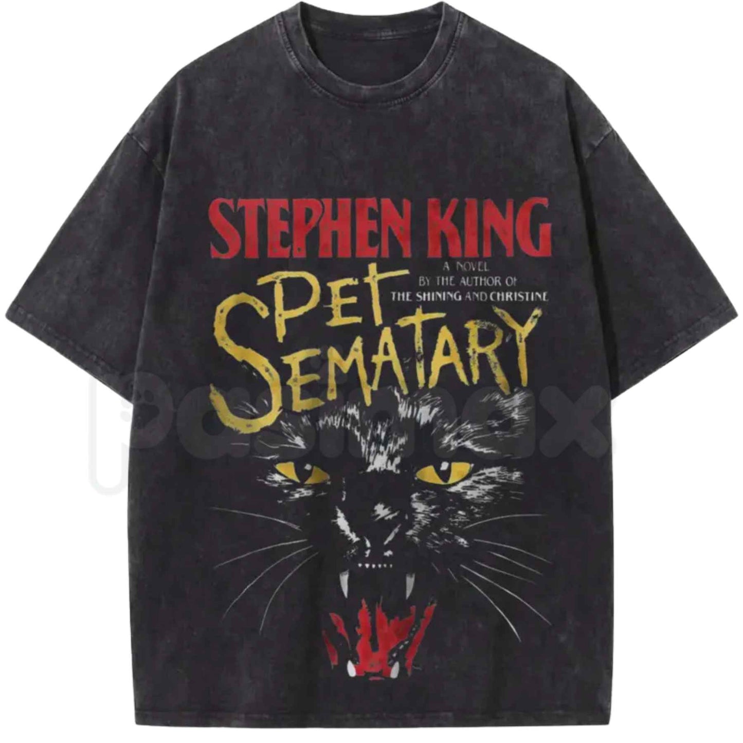 Creepy Black Cat Thriller Graphic Tee – Spooky Retro Horror Movie T-Shirt, Vintage Acid Washed Lightweight Cotton Unisex Streetwear Top