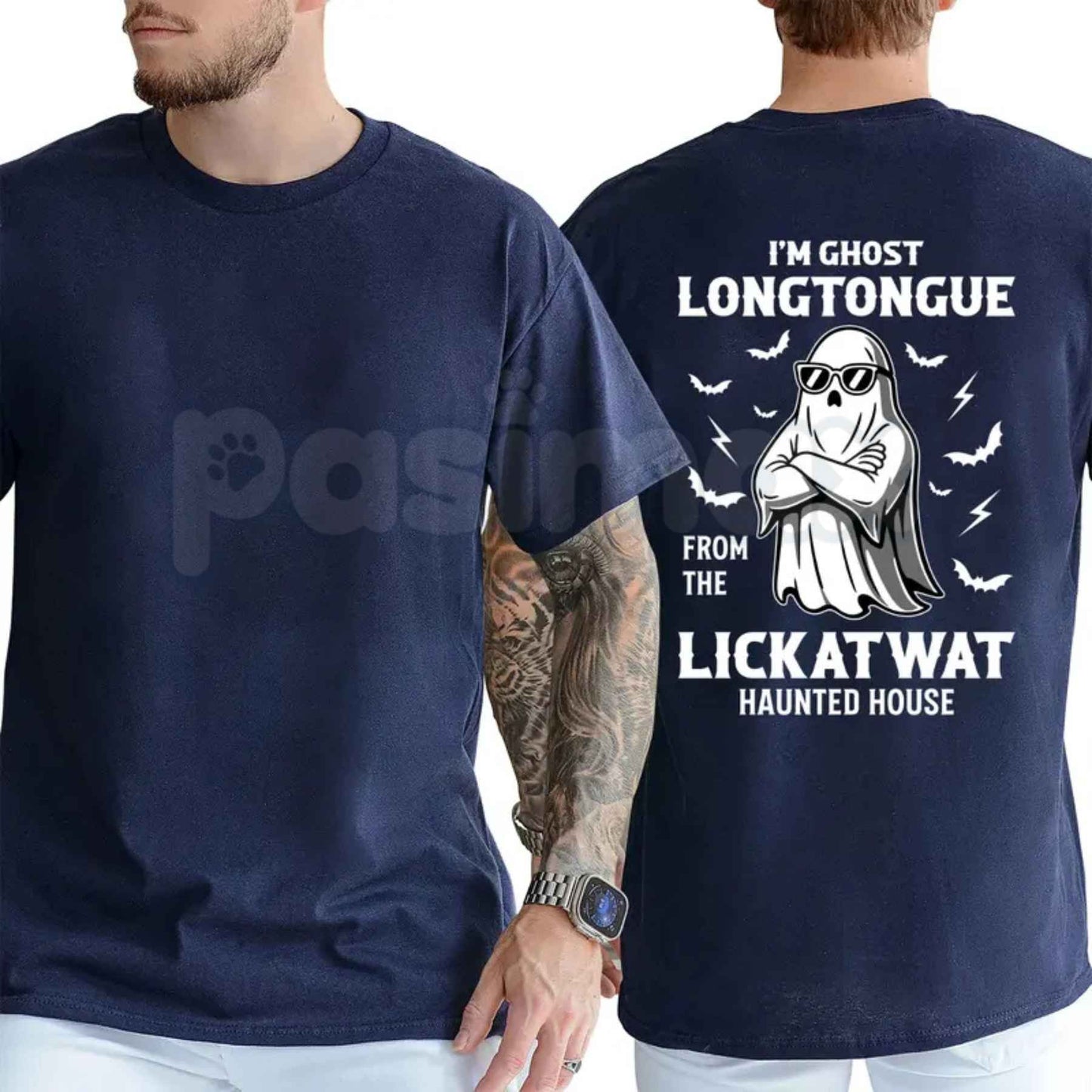 Ghost Longtongue Haunted House T-Shirt – Funny Spooky Halloween Unisex Graphic Tee