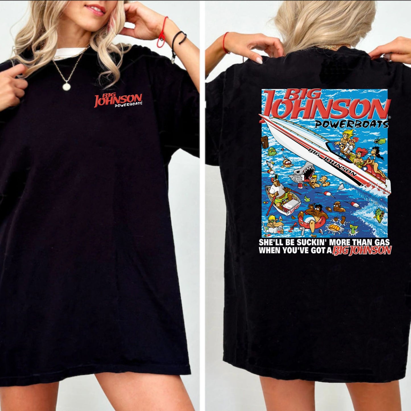 Big Johnson Powerboats Graphic T-Shirt - 2-Sided Fun & Bold Design, Funny Humor Tee