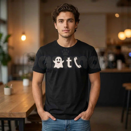Ghost Phone Text T-Shirt – Spooky Halloween Ghost Call Typography Unisex Graphic Tee