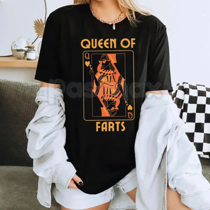 "Queen of Farts" Funny Joke T-Shirt - Inappropriate Fart Humor Tee, Sarcastic Prank Gift for Her, Hilarious Crown Graphic Top, Premium Heavyweight Gag Gift Shirt, Funny Wife or Girlfriend Humor Tee