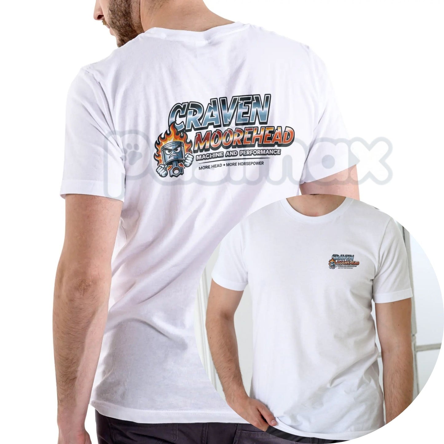 Craven Moorehead Machine and Performance T-Shirt - Funny Fake Name Shop Tee, Sarcastic Mechanic Graphic Shirt, Vintage Automotive Humor Apparel