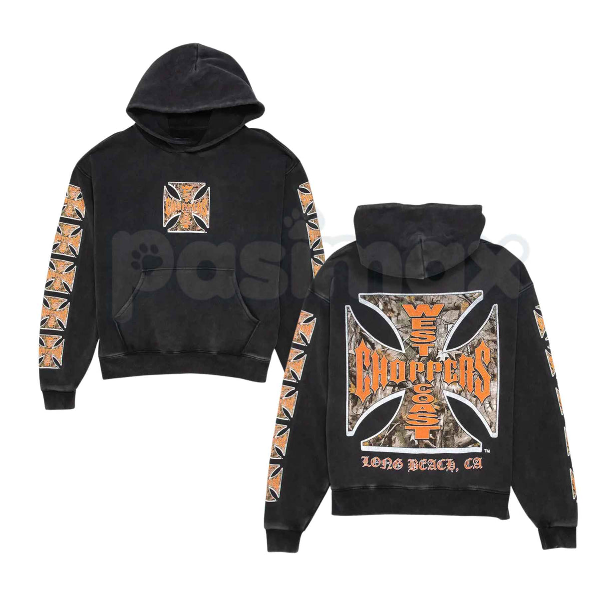 West Coast Choppers Washed Hoodie – Vintage Biker Pullover, Classic Motorcycle Streetwear