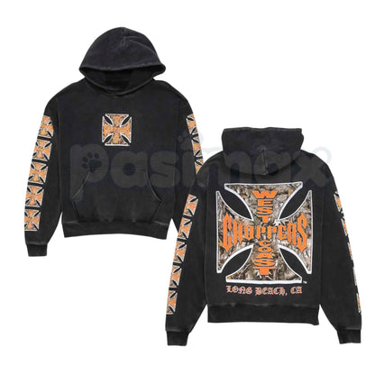 West Coast Choppers Washed Hoodie – Vintage Biker Pullover, Classic Motorcycle Streetwear